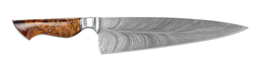 Apple Valley Forge - Custom Integral Feather Damascus Chef Knife w/ Ironwood Handle