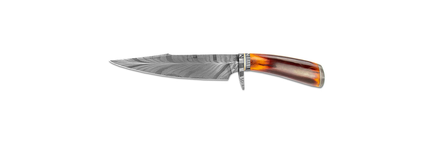 Kevin Casey - Custom Feather Damascus Bowie #08423