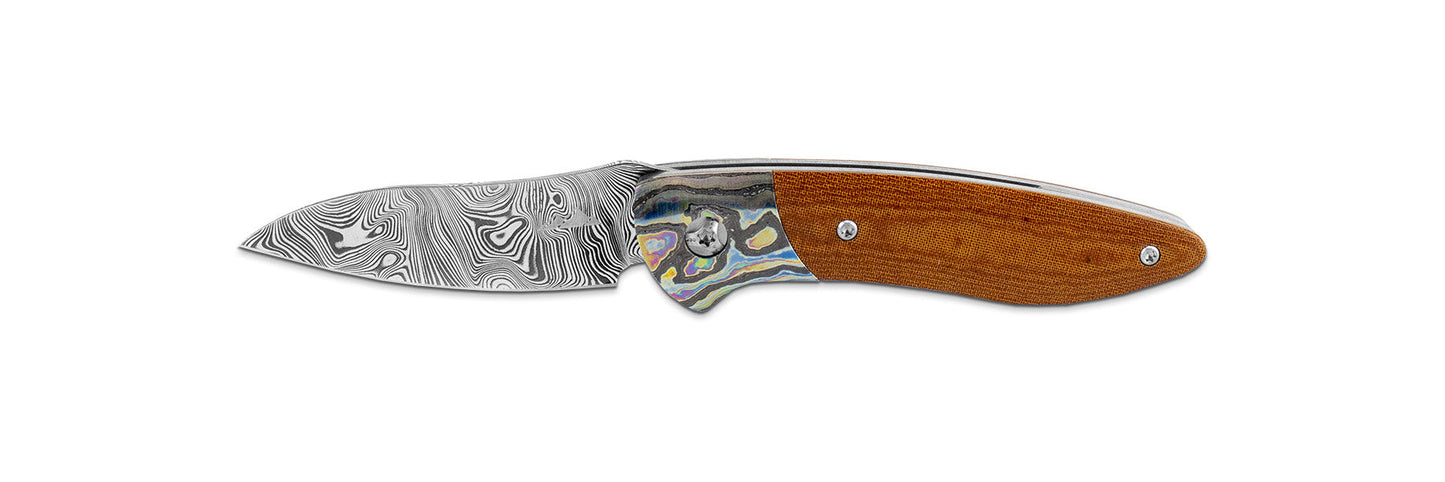 Glory Folder Semi-Custom #142 Linen Micarta - Zirconium - Bjorkman's Twist