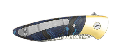 Glory Folder Semi-Custom #152 Geode Micarta - Brass - Hugin Damasteel