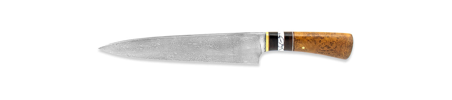 Jagged Mountain Knives/NWKW - Custom Damascus Aattümpi Puhiketün Chef Knife #023