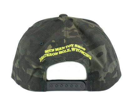 Black Multicam Flat Brim Hat - Lime MMTS Shield