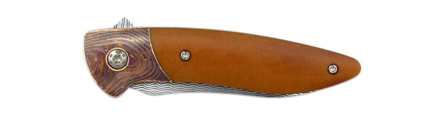 Glory Folder Semi-Custom #104- Vintage Paper Micarta & Hugin Damasteel
