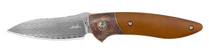 Glory Folder Semi-Custom #104- Vintage Paper Micarta & Hugin Damasteel