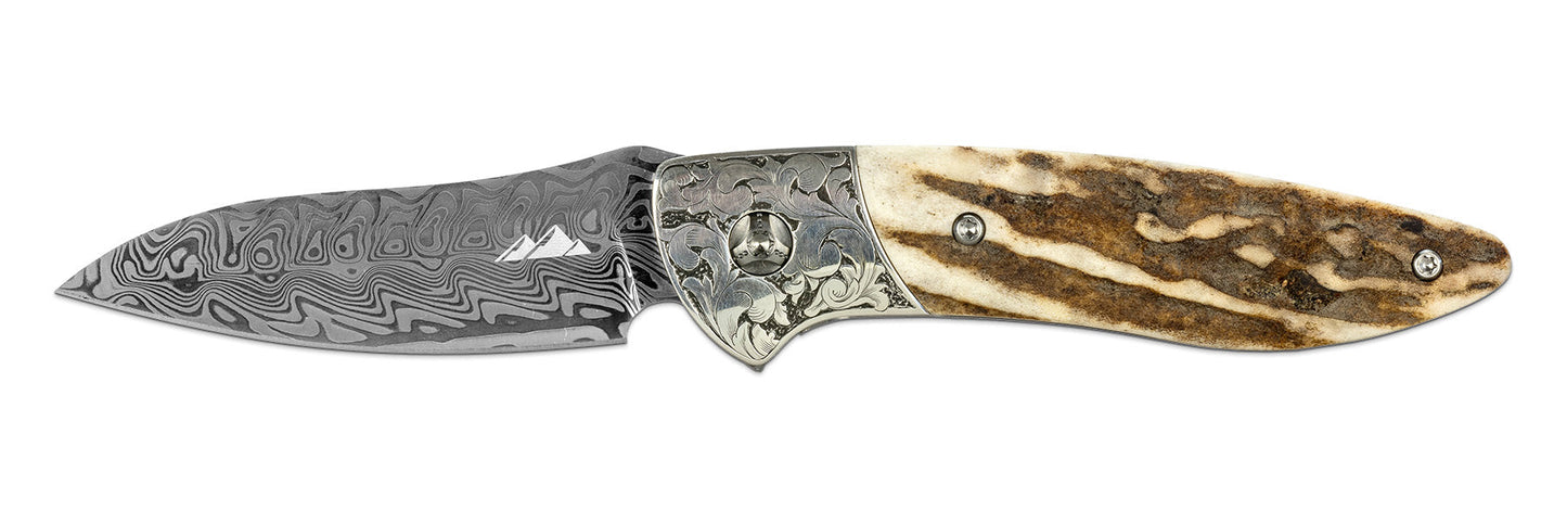 Glory Folder Semi-Custom #148 Elk - Sterling Silver - Aegir Damasteel